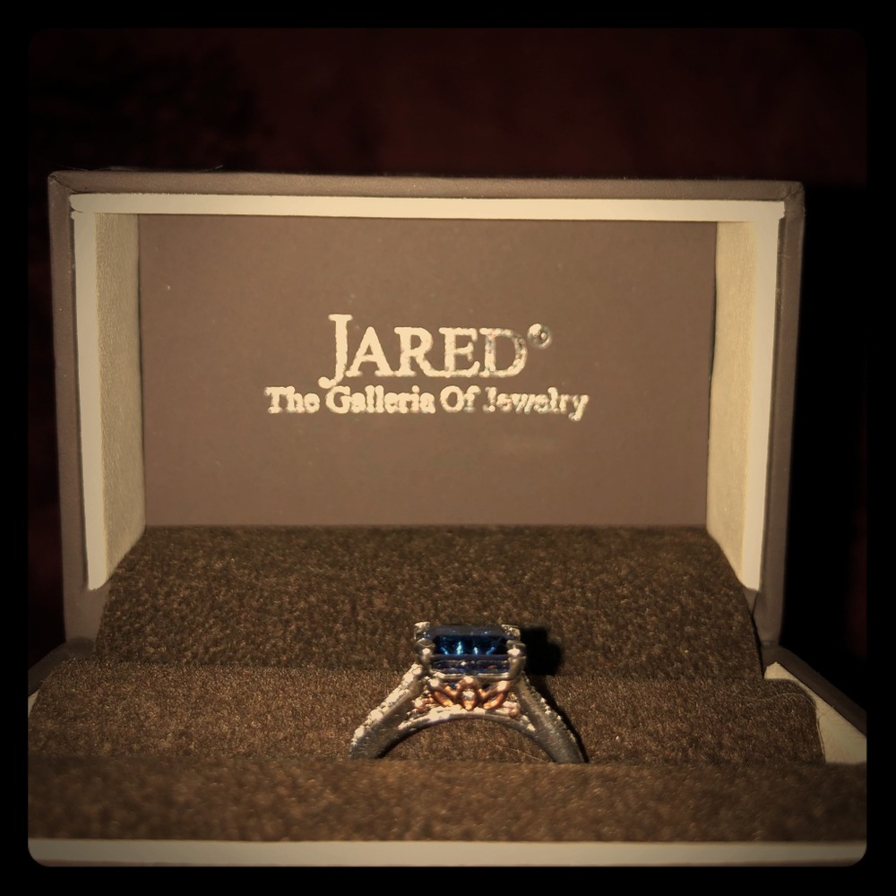 Jared Galleria Sapphire and Diamond Silver Ring